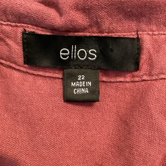 Ellos Red Linen Blend Short Sleeve Button Front Shirt Dress Size 22 Plus - Picture 6 of 7